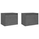 vidaXL Veggskap 2 stk gr? 45x30x35 cm heltre furu