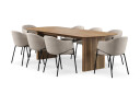 Bark Richeto Spisebord 240 cm med 8 Filip Spisestoler   Naturlig finish / Taupe Bouclé
