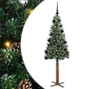 Slim juletre Grønn og hvit 150 cm PVC og Massivt Furu tre