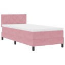  Box Spring seng med madrass og LED rosa 90x190 cm fløyel