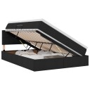  Seng med lagring og LED med madrass Svart 140 x 190 cm stoff