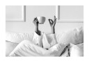 Woman With Coffee Cup On The Bed Plakat Plakat / 100x150cm