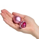 Baseks Pink Pearlescent Heart Jewel Metall Buttplugg Medium 82 cm Pink