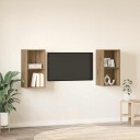  Vegghylle for TV 2 pcs Håndverks eik 37 x 37 x 72 cm