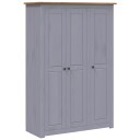 vidaXL Garderobeskap 3 dører grå 118x50x171,5 cm furu Panama Range