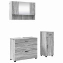  Baderomsinnredningssett 3 pcs Grå Sonoma Ingeniørtre og metall