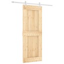 vidaXL Skyvedør Naturlig og Hvit 80 x 210 cm Massiv Furu Tre