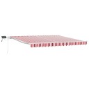 Manuell Uttrekkbar Markise med LED Rød og Hvit Stripe 400x350 cm