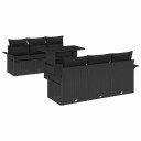  Hagesofa Set med pute 7 pcs Svart Poly rattan
