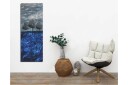 Lerretsbilde 30x80 cm Tre stiliserte trær mot en blå bakgrunn Mørk blå / Lys blå / Grå