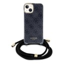 Apple Guess iPhone 15 Deksel Crossbody Cord Svart