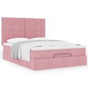  Ottoman sengeramme med madrasser rosa 140x200cm fløyel 3313480