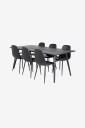 Venture Home   Spisegruppe Saltö inkl. 6 stk spisestoler Penally   Svart