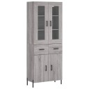  Highboard grå sonoma 69,5x34x180 cm konstruert tre