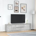 TV benk med LED lys betonggrå 193,5x41x50 cm