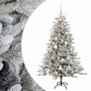 vidaXL Kunstig juletre med julekuler 150 cm 150 LED-lys Varmhvit