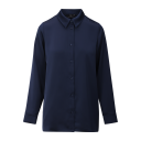 Kalinka Blouse Dark Navy XS Oversized satin blouse