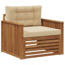 vidaXL Utesofa Solid akasietre og polyester Naturlig og Beige