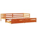  Uttrekkbar dagseng med skuffer voksbrun 90x190 cm heltre furu