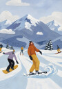 Skiing with friends Plakat Plakat / 70x100cm