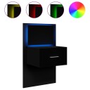 Vegghengt nattbord med LED-lys svart 848159