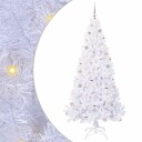  Kunstig juletre med 300 LED med stativ Hvit 210 cm PVC og stål