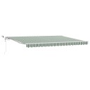  Automatisk Uttrekkbar Markise med LED Grønn og Hvit 450x350 cm  Markise Erstatningsstoff for 4,5x3,5 m Ramme Grønn og Hvit