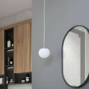 Lucande hengelampe Bidolo kromfarget glass Ø 15 cm IP44