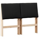  Polstret sengegavl Svart 120 cm Massiv furu