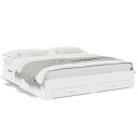  Sengeramme med skuffer hvit 200x200 cm konstruert tre 8721102620096