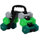 Sett med 6 manualer 2 x 3 kg, 2 x 4 kg, 2 x 5 kg, manualsett med stativ, hexagon manualsett, for styrketrening, fitness hjemmetr
