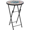 Sidebord sammenleggbart hagebord med mosaikkdesign diameter 35,5 x 55 cm rundt værbestandig balkongbord av metall campingbor