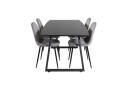 Venture Home Inca Spisegruppe Forlengningsbar 160 cm Rektangulær med 4 Polar Stoler Sort