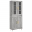  Highboard grå sonoma 69,5x34x180 cm konstruert tre