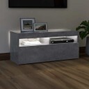 vidaXL TV-benk med LED-lys betonggrå 90x35x40 cm