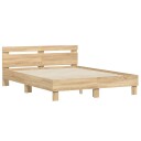 vidaXL Sengeramme med hodegavl sonoma eik 150x200 cm konstruert tre 8721012246324