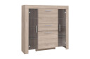 Vitrineskap Cezar 130x42x131 cm   Beige / Grå