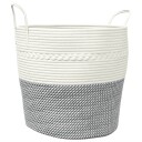  Oppbevaringskurv grå og hvit Ø43x38 cm bomull