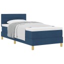  Box Spring Seng med Madrass Blå 90x200 cm Stoff