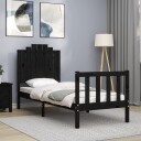 vidaXL Sengeramme med hodegavl svart 2FT6 small single heltre