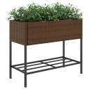  Plantekasser med hylle 2 stk brun 90x40x75 cm polyrotting
