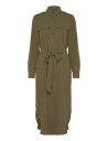 Lauren Ralph Lauren Belted Double Faced Georgette Shirtdress   Khaki green   38