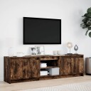  TV-benk med LED røkt eik 180x34x50 cm konstruert tre