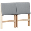  Polstret sengegavl Lysegrå 120 cm Massiv furu