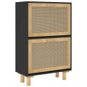 vidaXL Skoskap svart 52x25x80 cm konstruert tre og naturlig rotting