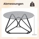 Glass salongbord – svart metallramme 80x80 cm