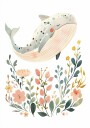 Happy Whale Plakat Plakat / 30x40cm