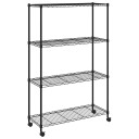  Oppbevaringshylle 4 etasjer med hjul 90x35x142 cm svart 200 kg