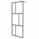 vidaXL Dusjvegg med herdet GLASS SVART 90x195 cm