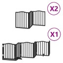  Hundeport Sammenleggbar 12 Paneler Svart 600 cm Poppeltre 3155598